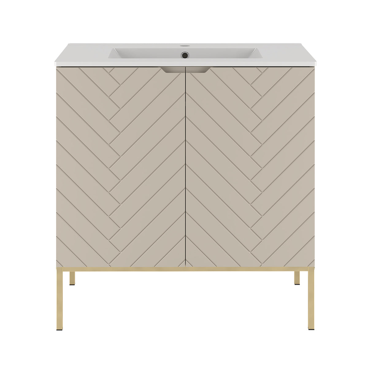 Meuble simple vasque encastrée 80cm 2 portes sur pieds Daria Cachemire - vue 2