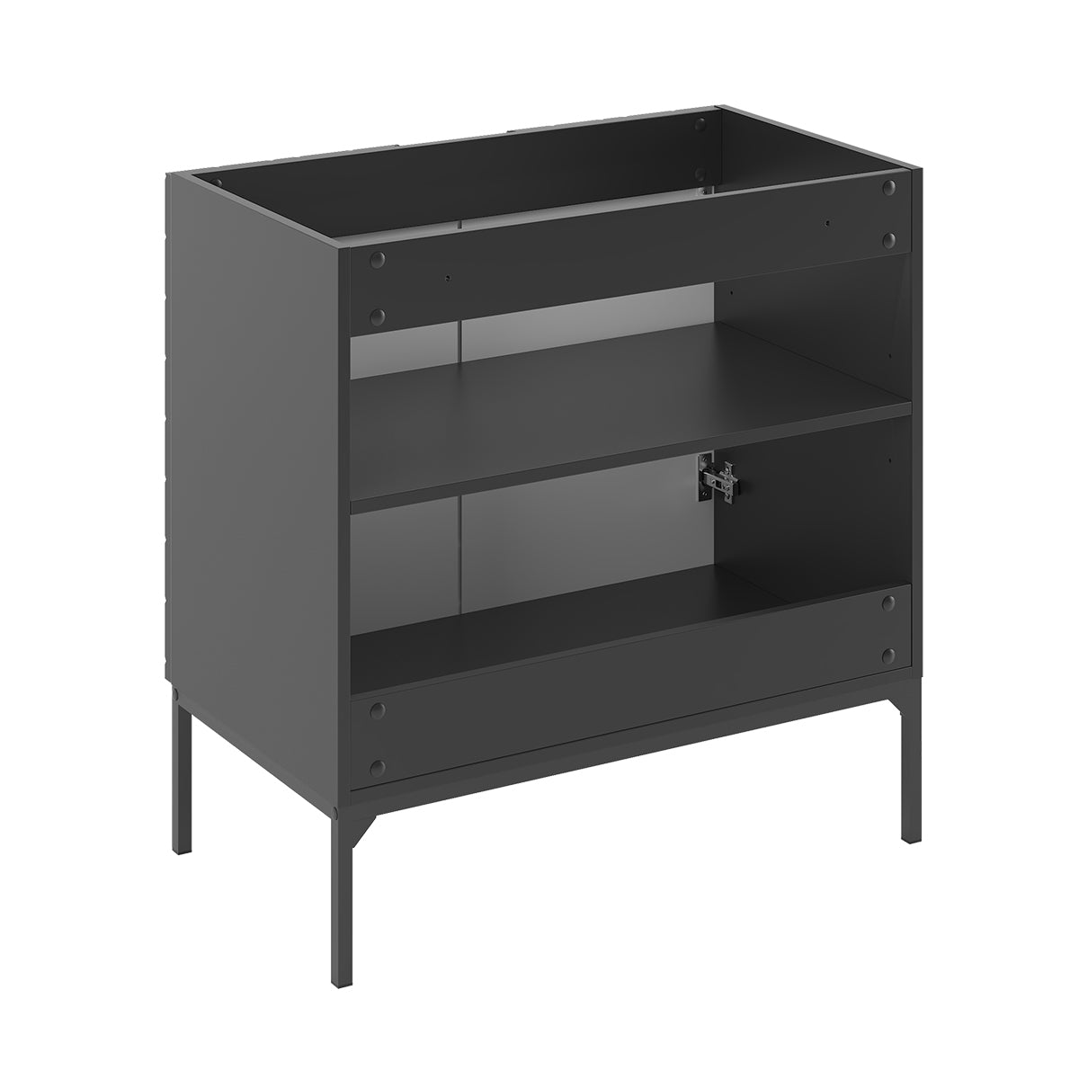 Ensemble meuble simple vasque encastrée 80cm 2 portes sur pieds et colonne Daria Noir - vue 4