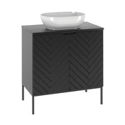 Meuble simple vasque 80cm 2 portes sur pieds Daria Noir