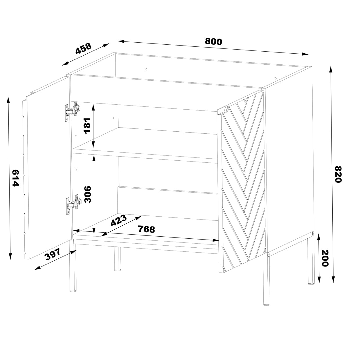 Meuble sous-vasque 80cm 2 portes sur pieds Daria Blanc - vue 6