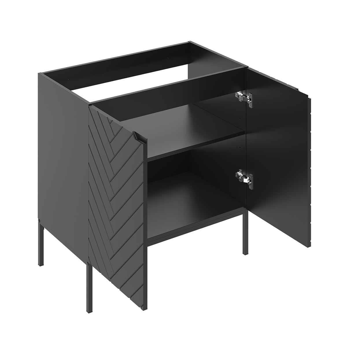 Meuble sous-vasque 80cm 2 portes sur pieds Daria Noir - vue 2