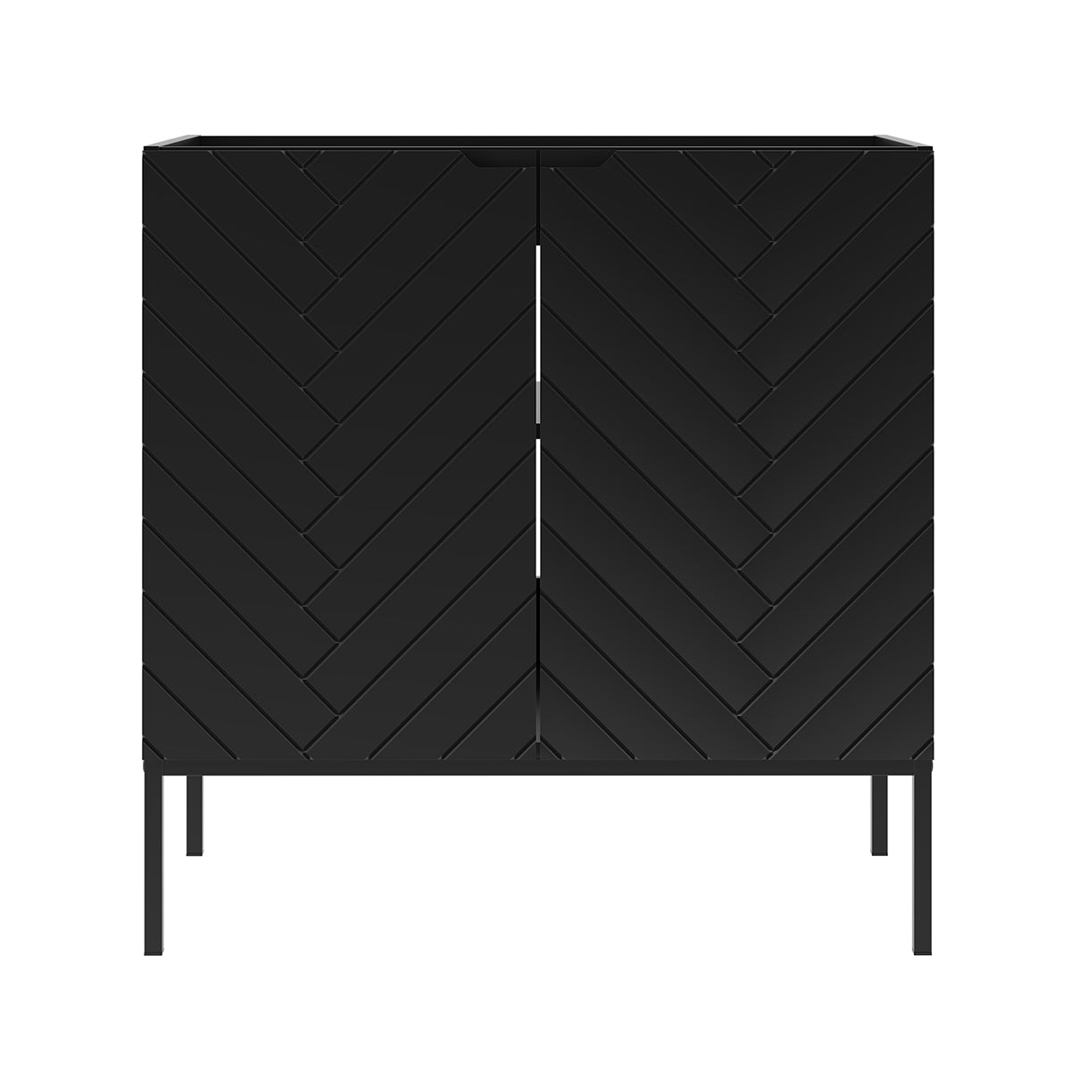 Meuble sous-vasque 80cm 2 portes sur pieds Daria Noir - vue 3