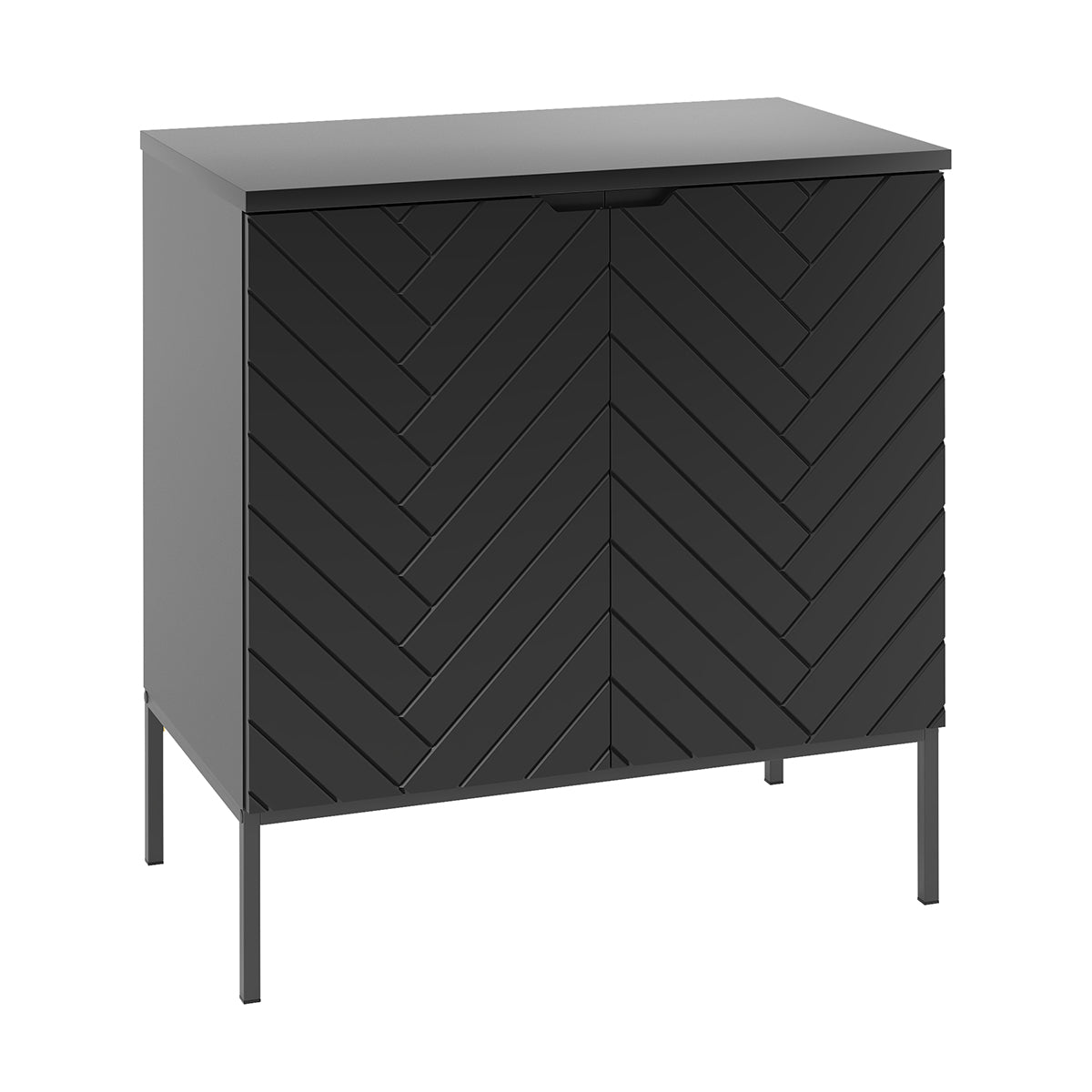 Meuble sous-vasque 80cm plan de toilette 2 portes sur pieds Daria Noir