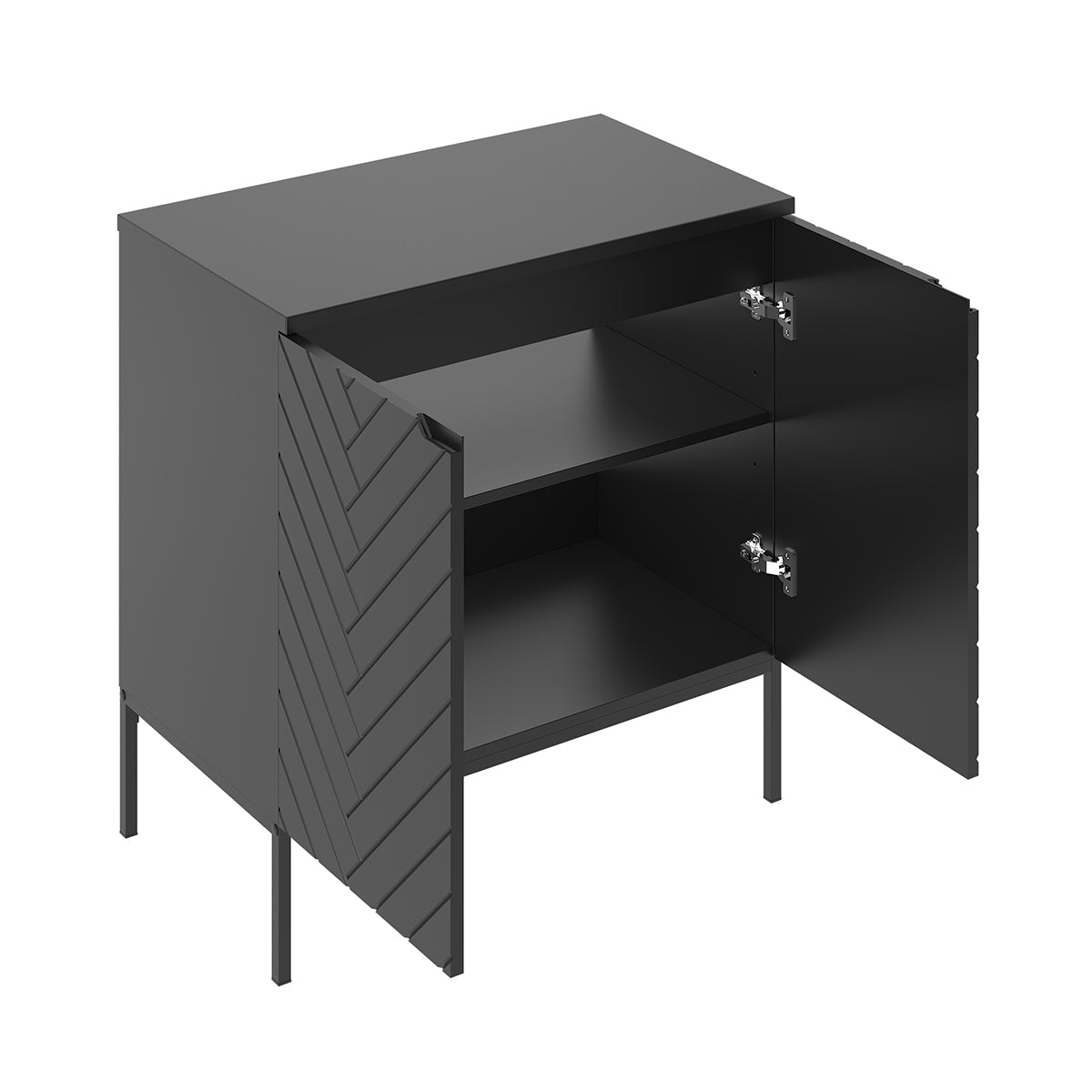 Meuble sous-vasque 80cm plan de toilette 2 portes sur pieds Daria Noir - vue 2