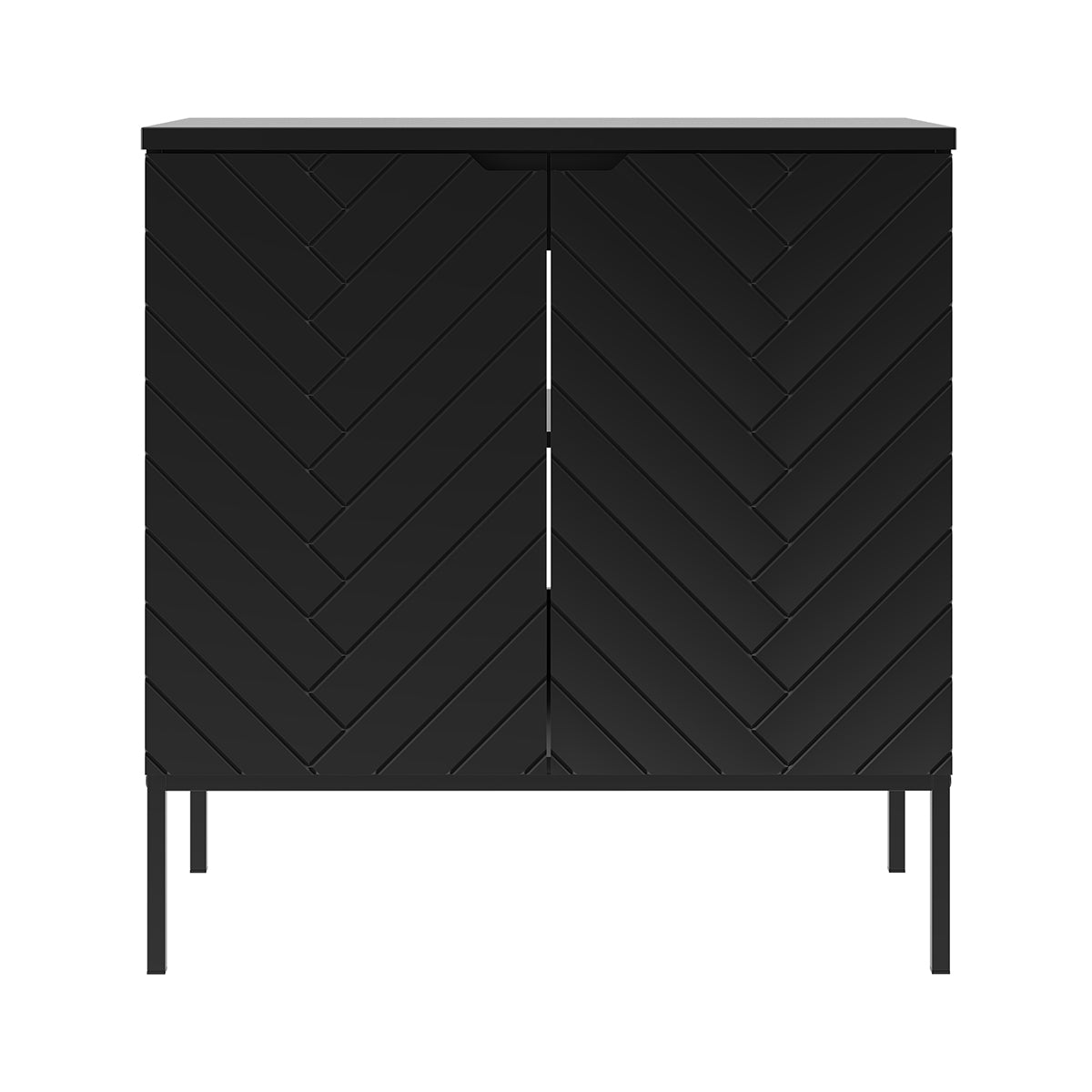 Meuble sous-vasque 80cm plan de toilette 2 portes sur pieds Daria Noir - vue 3