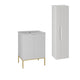 Ensemble meuble simple vasque encastrée 60cm 2 portes sur pieds et colonne Daria Blanc