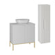 Ensemble meuble simple vasque 80cm 2 portes sur pieds et colonne Daria Blanc