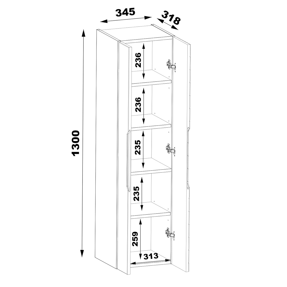 Ensemble meuble simple vasque 80cm 2 portes sur pieds et colonne Daria Blanc - vue 10