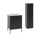 Ensemble meuble simple vasque encastrée 60cm 2 portes sur pieds et colonne Daria Noir