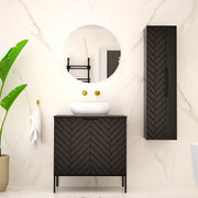 Ensemble meuble simple vasque 80cm 2 portes sur pieds et colonne Daria Noir