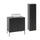 Ensemble meuble simple vasque 80cm 2 portes sur pieds et colonne Daria Noir