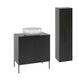 Ensemble meuble simple vasque 80cm 2 portes sur pieds et colonne Daria Noir