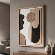 Décoration murale abstraite 60x80 cm Malva Noir et Bois