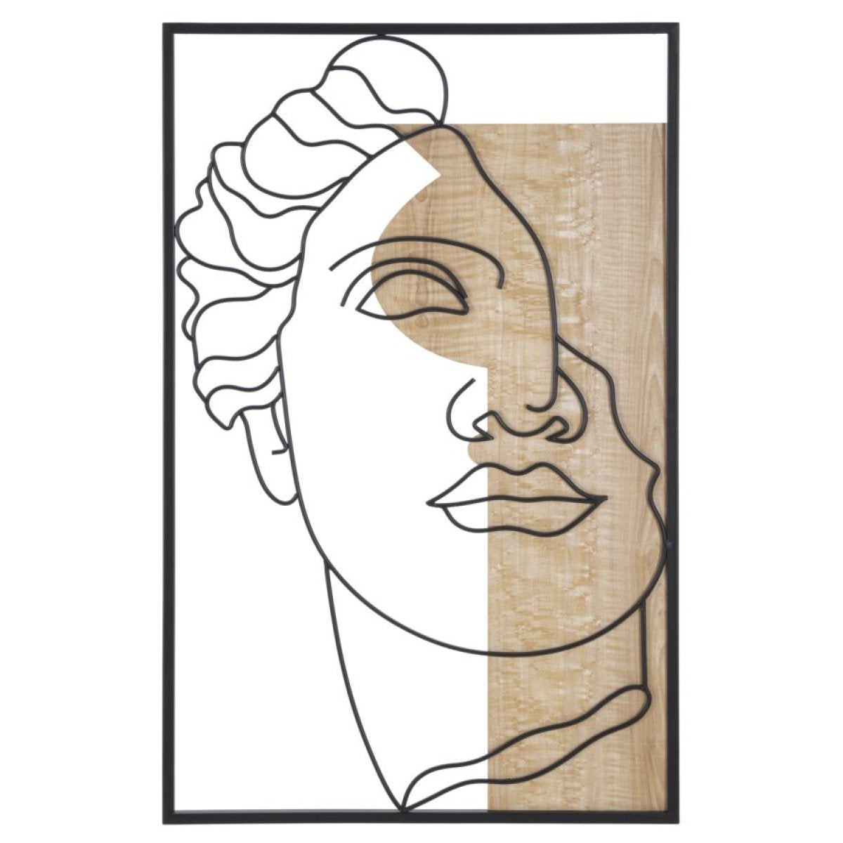 Décoration murale buste antique métal 50x80 cm Adonis Noir et Bois - vue 2