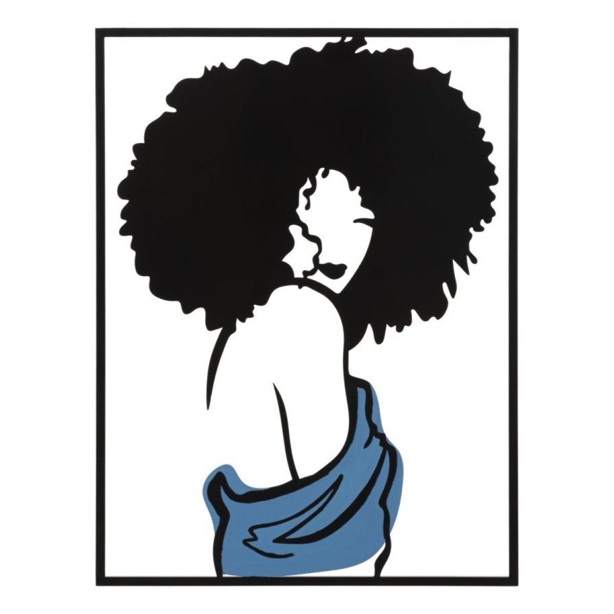 Décoration murale femme coupe afro métal 60x80 cm Panama Noir - vue 2