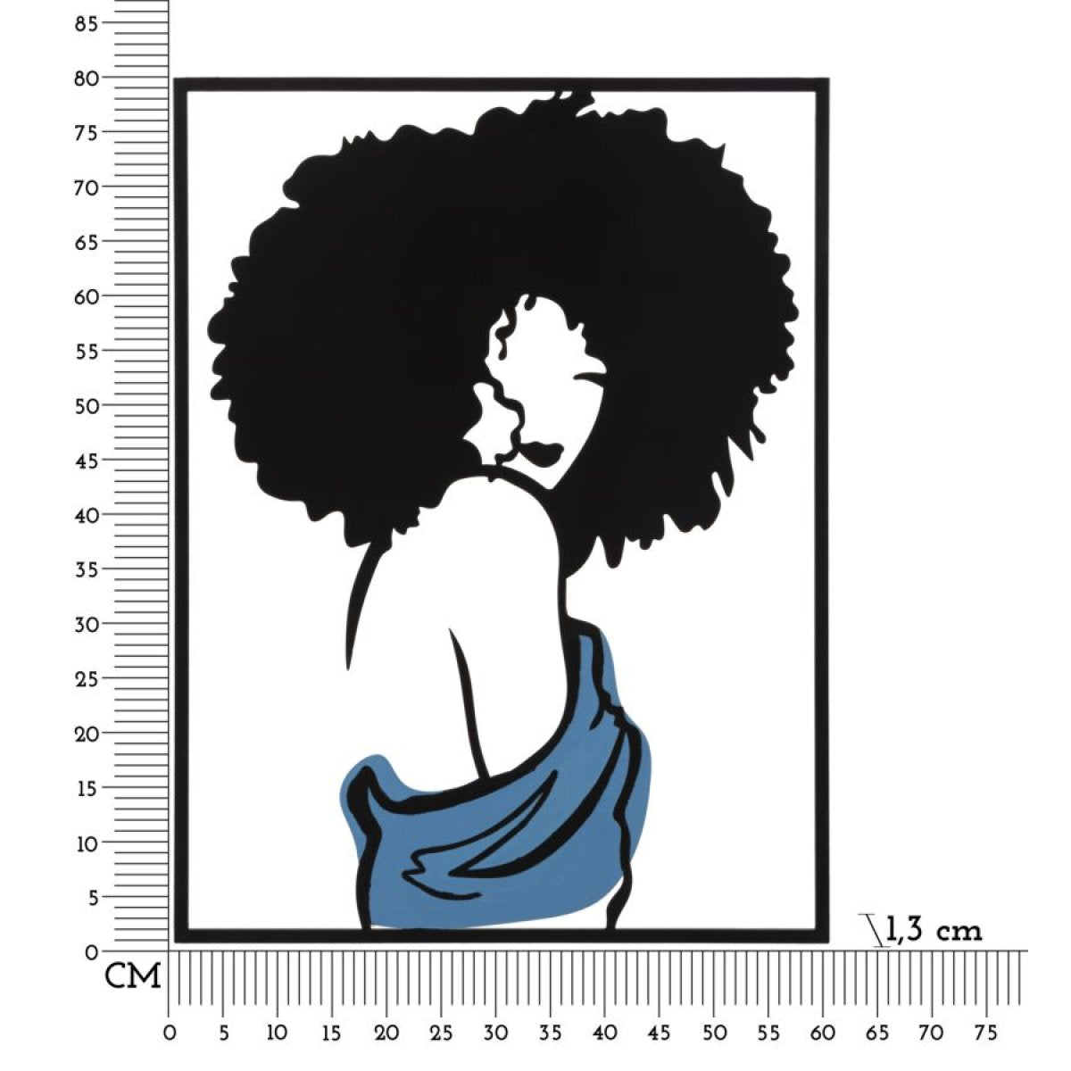 Décoration murale femme coupe afro métal 60x80 cm Panama Noir - vue 6