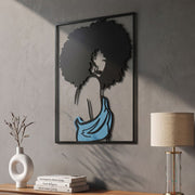 Décoration murale femme coupe afro métal 60x80 cm Panama Noir