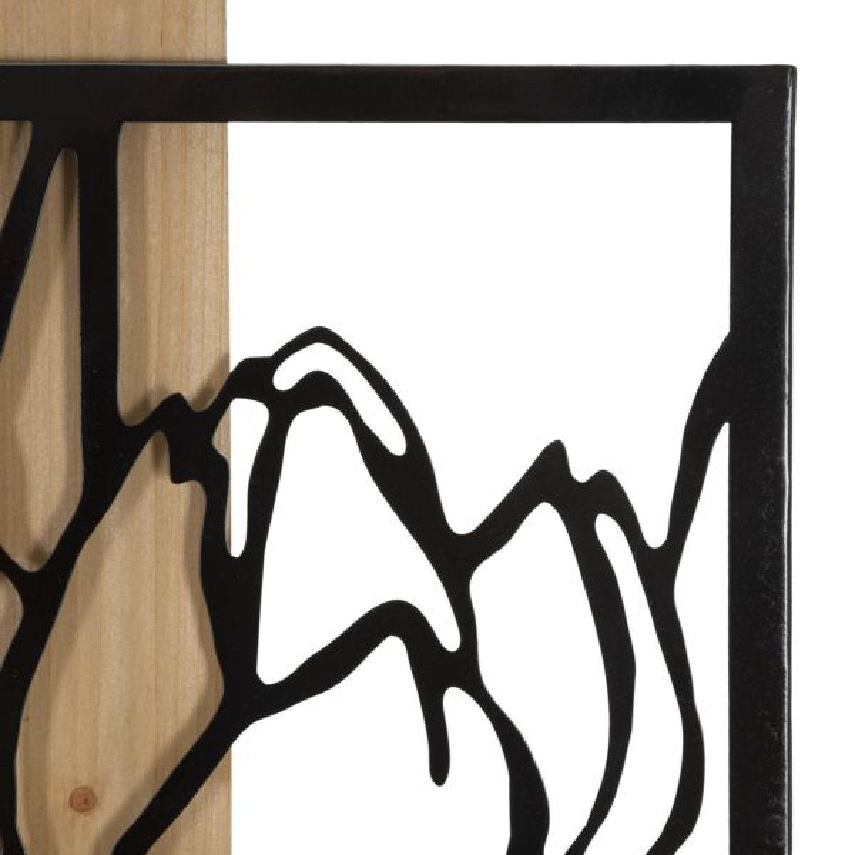 Décoration murale fleurs métal 60x90 cm Noir et Bois - vue 4