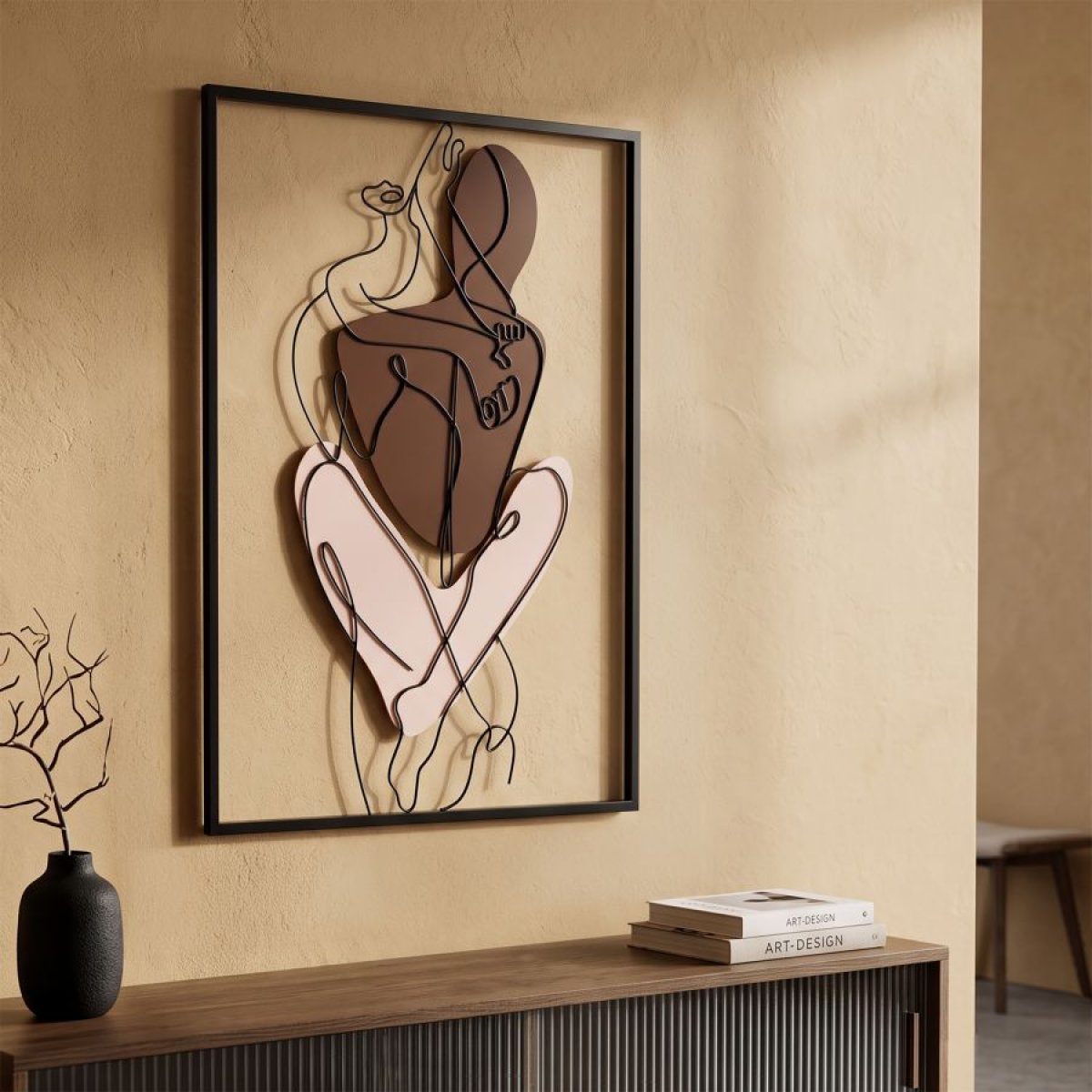 Décoration murale Line Art couple métal 60x80 cm Clyde Noir