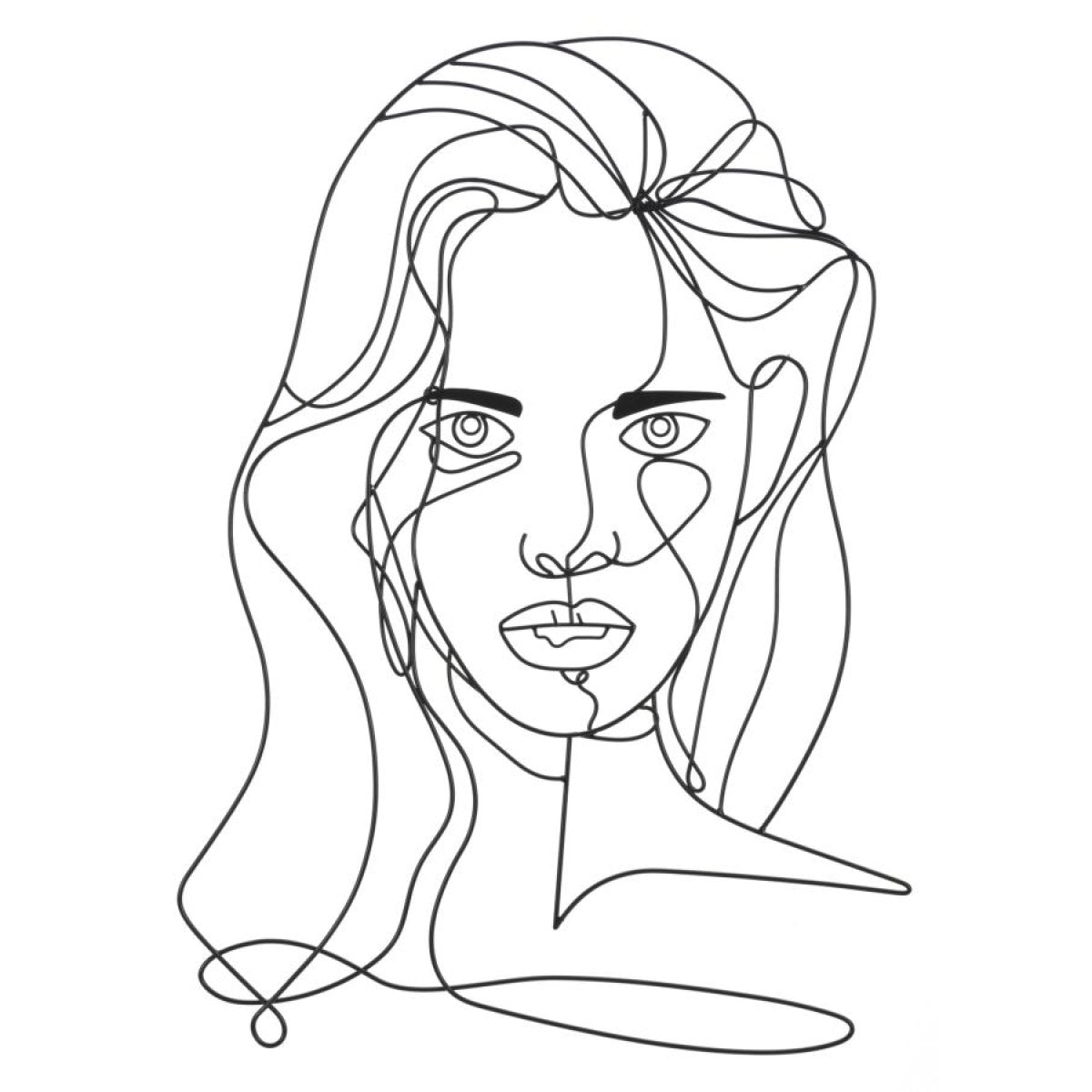 Décoration murale Line Art visage femme métal 57x80 cm Ivy Noir - vue 2