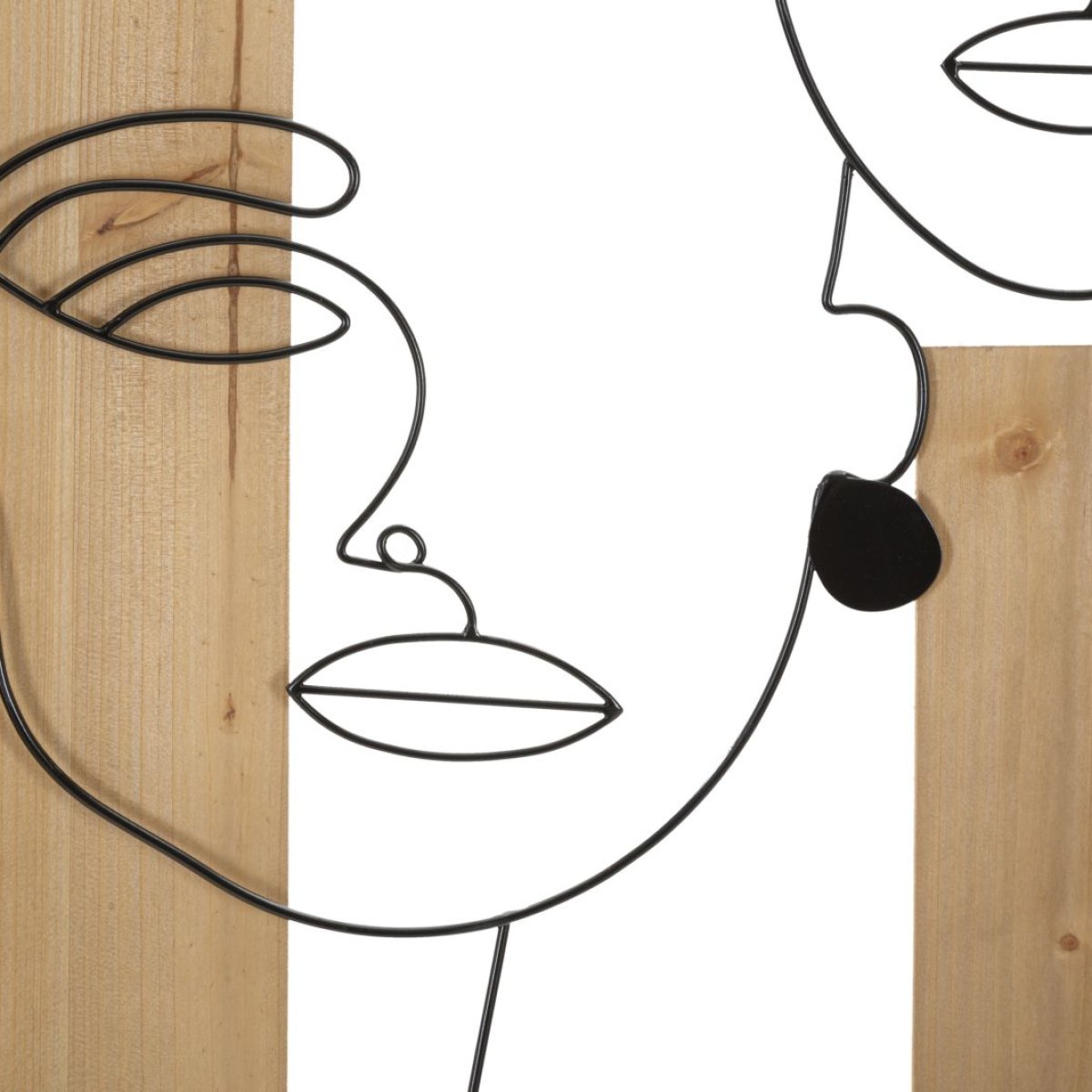 Décoration murale Line Art visage femme métal 63x90 cm Celina Noir et Bois - vue 3