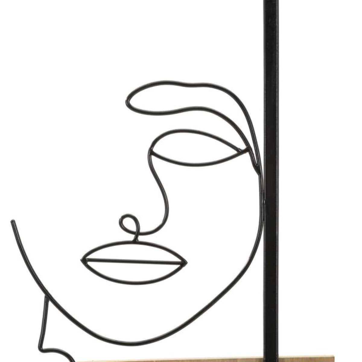 Décoration murale Line Art visage femme métal 63x90 cm Celina Noir et Bois - vue 4