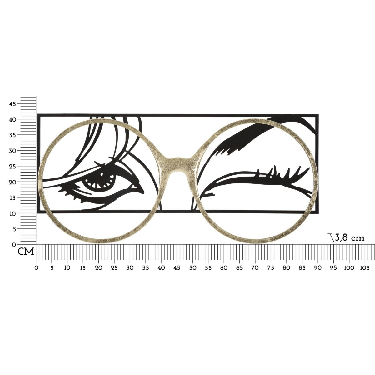 Décoration murale lunettes 3D métal 90x41 cm Océane Noir et Doré - vue 6