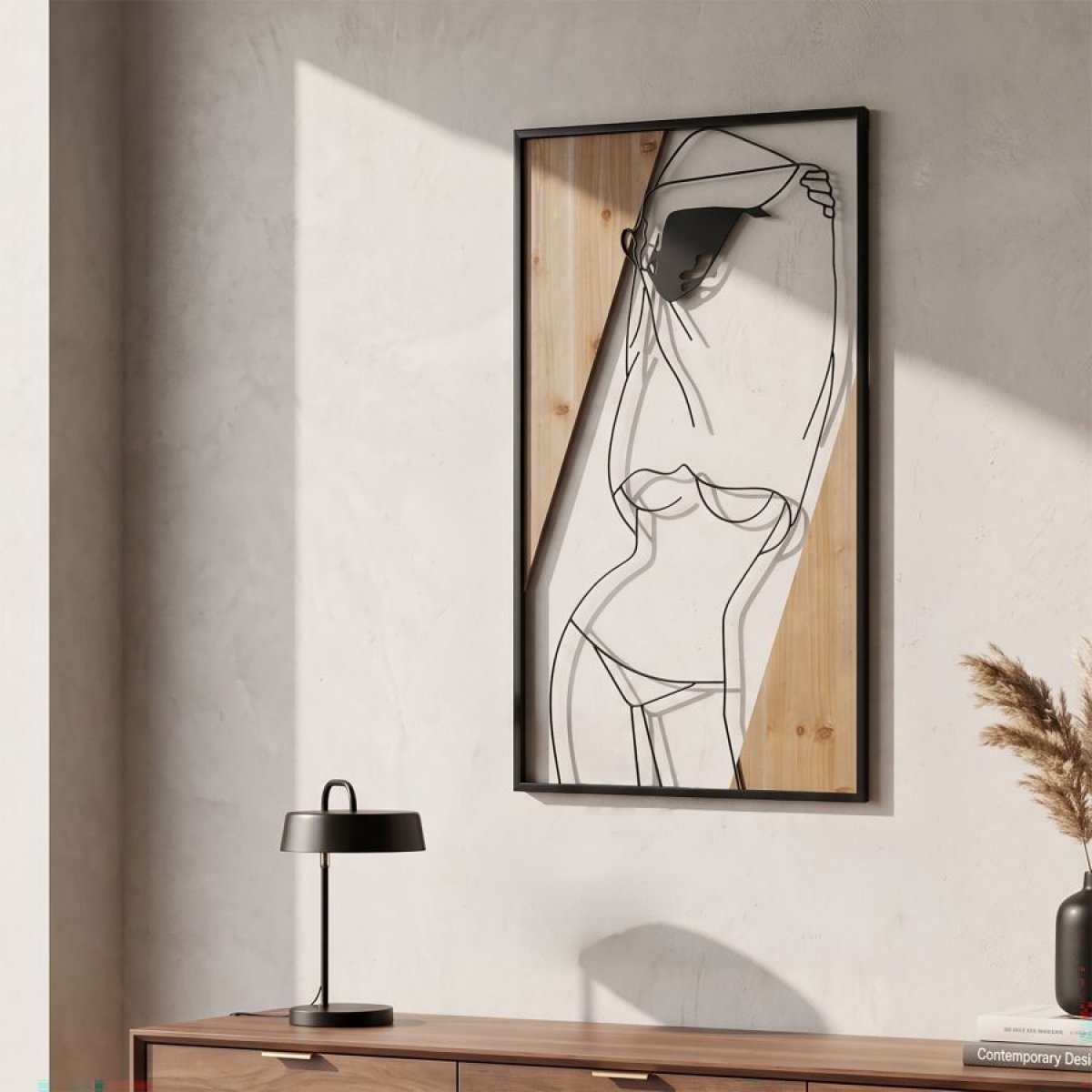 Décoration murale silhouette femme 50x90 cm Horia Bois et Noir