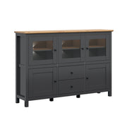 Buffet 5 portes 2 tiroirs avec LED Duck Gris anthracite et Bois