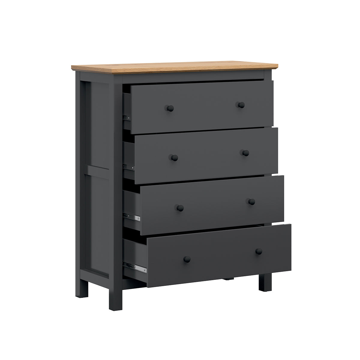 Commode 4 tiroirs Duck Gris anthracite et Bois - vue 2