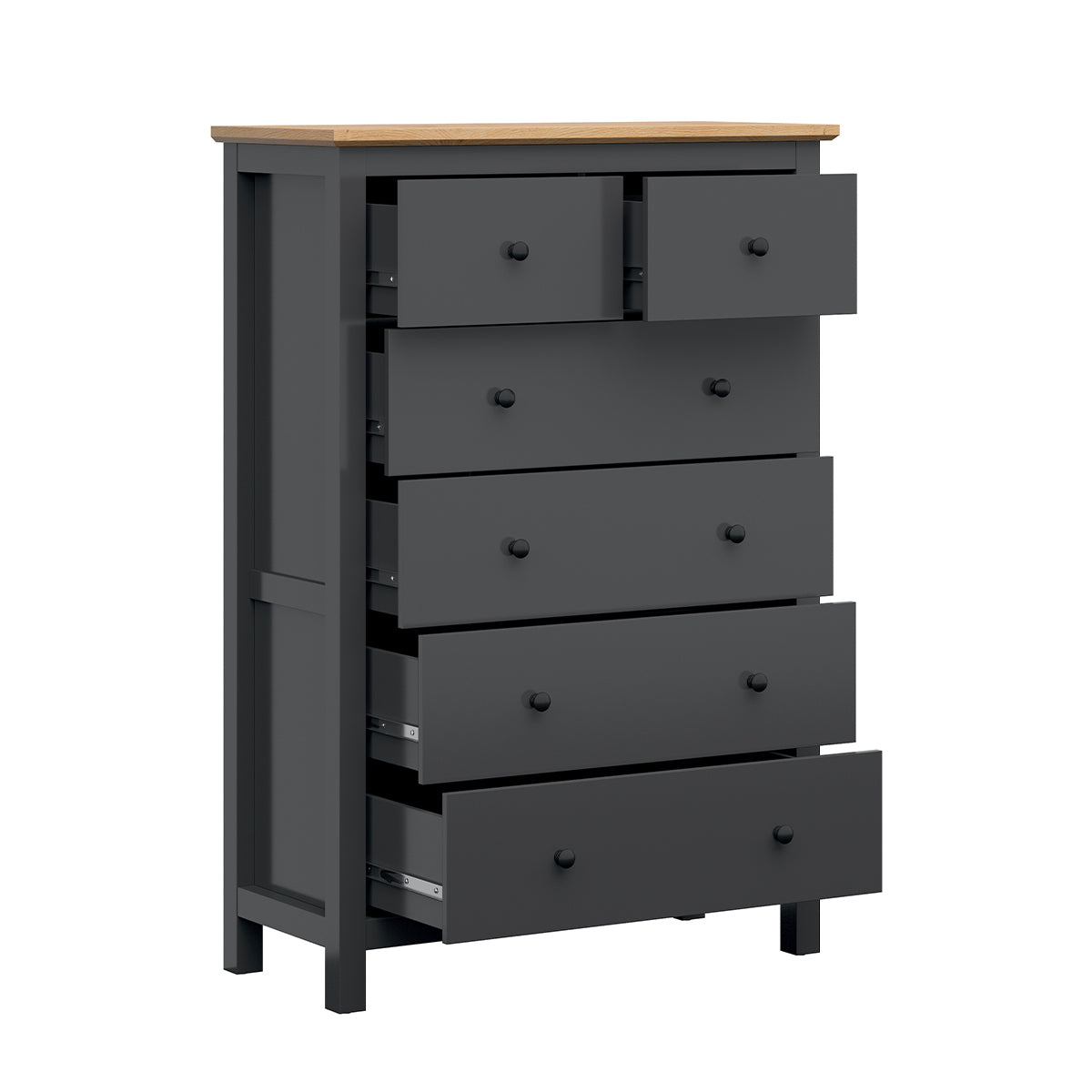 Commode 6 tiroirs Duck Gris anthracite et Bois - vue 2