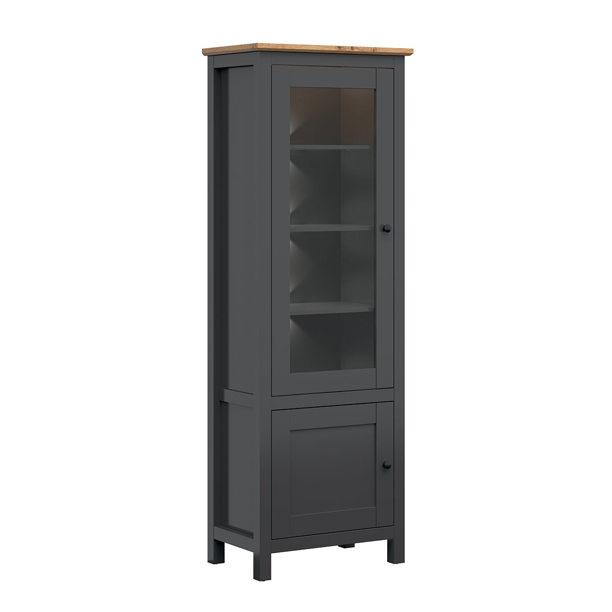 Vitrine 2 portes avec LED Duck Gris anthracite et Bois