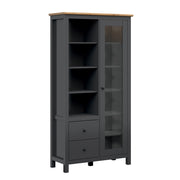 Vaisselier 1 porte 2 tiroirs avec LED Duck Gris anthracite et Bois