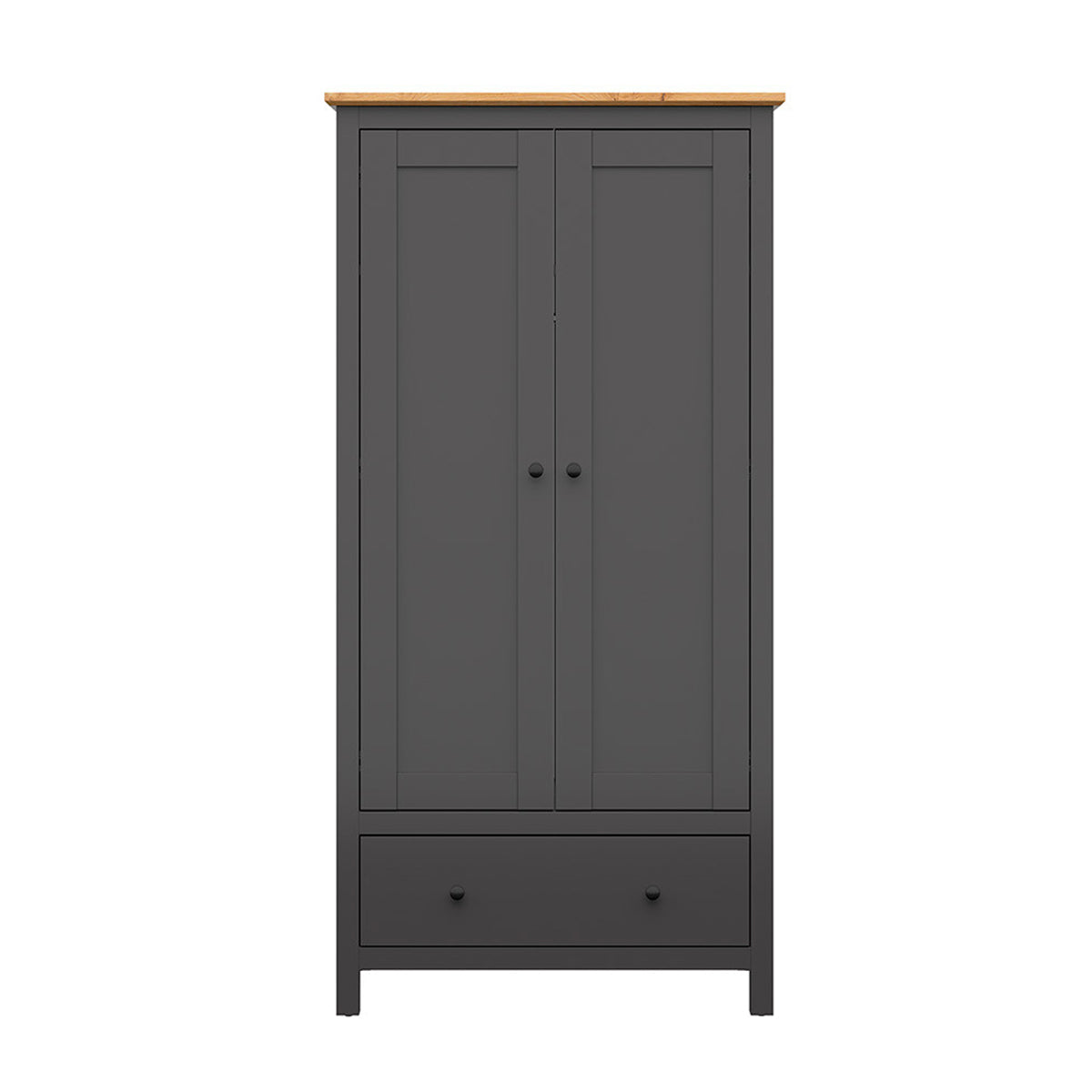 Armoire 2 portes 1 tiroir Duck Gris anthracite et Bois - vue 3