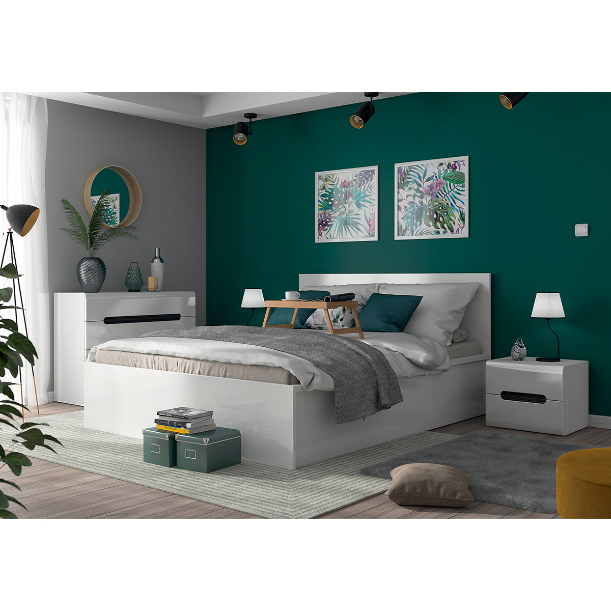 Lit coffre 160x200 sommier inclus Edwin Blanc - vue 6