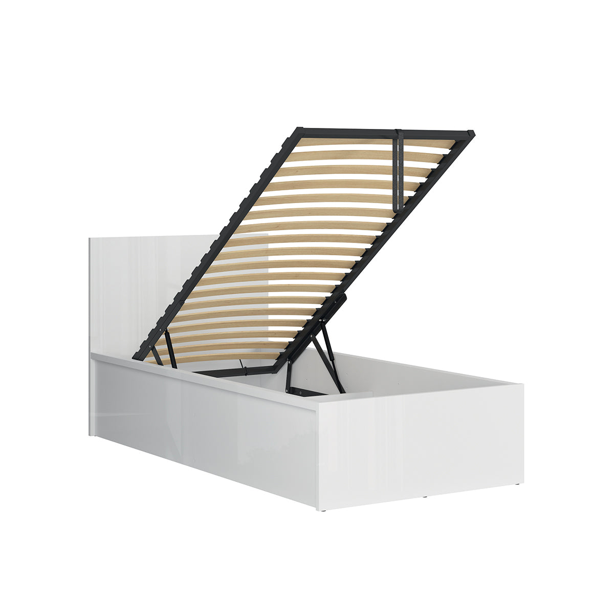 Lit coffre 90x200 sommier inclus Edwin Blanc
