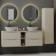 Ensemble meuble double vasque 140cm 2 niches et colonne Ellie Cachemire