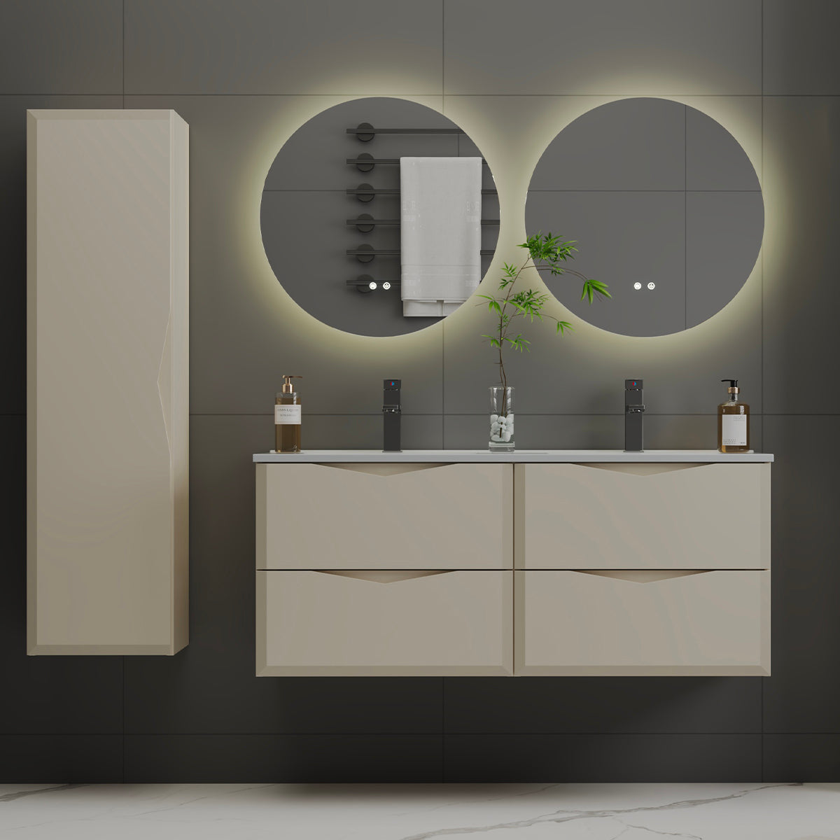 Meuble sous-vasque 120cm Ellie Cachemire - vue 8