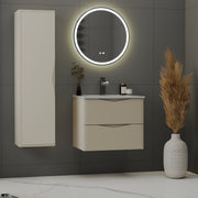 Ensemble meuble simple vasque encastrée 60cm et colonne Ellie Cachemire
