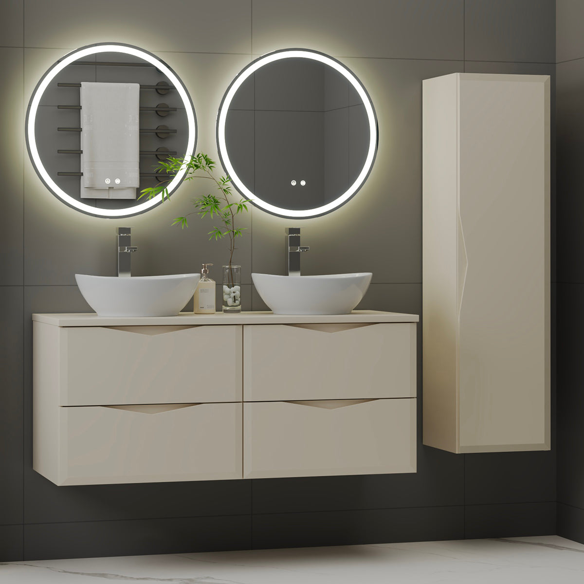 Meuble sous-vasque 120cm plan de toilette Ellie Cachemire - vue 7