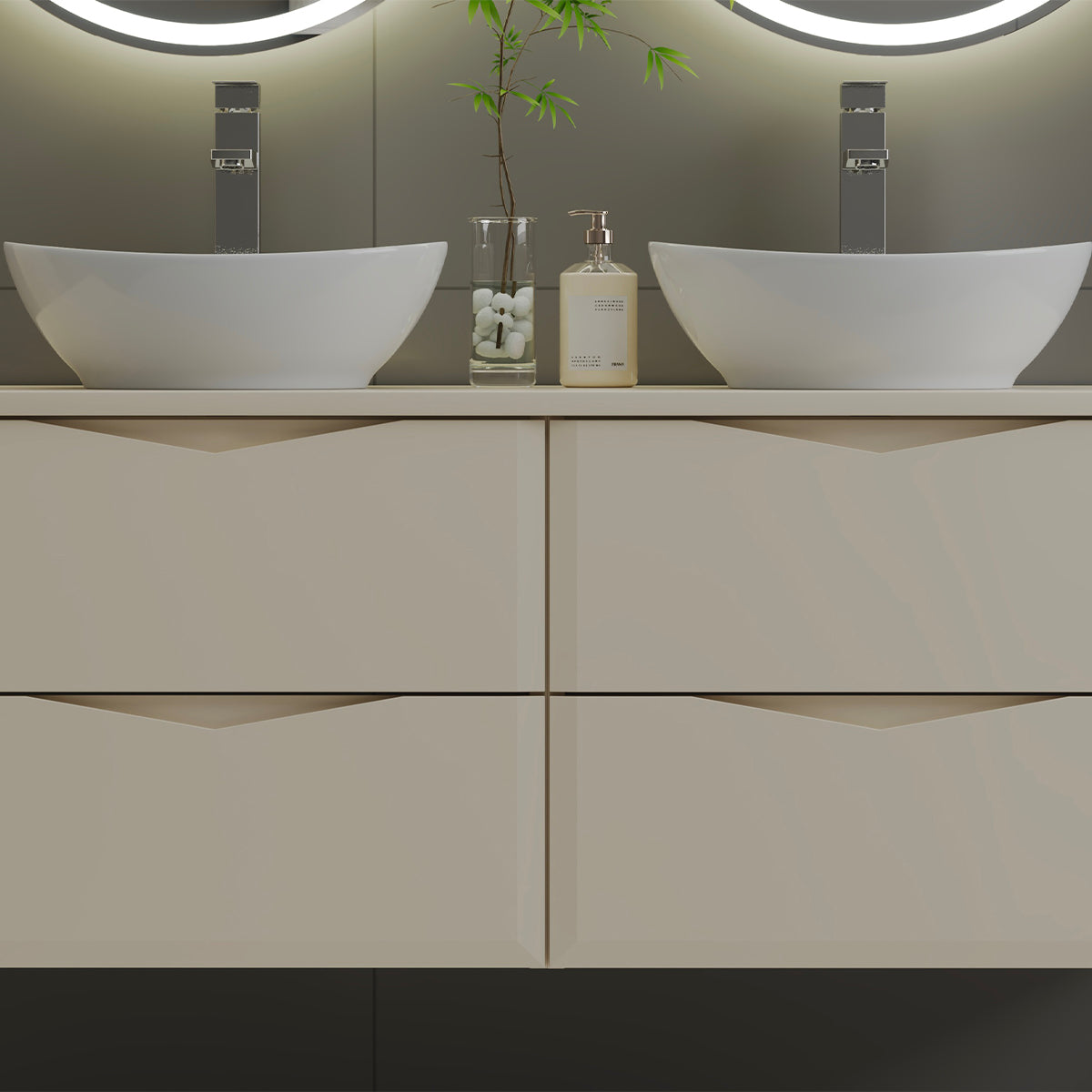 Meuble sous-vasque 120cm plan de toilette Ellie Cachemire - vue 5