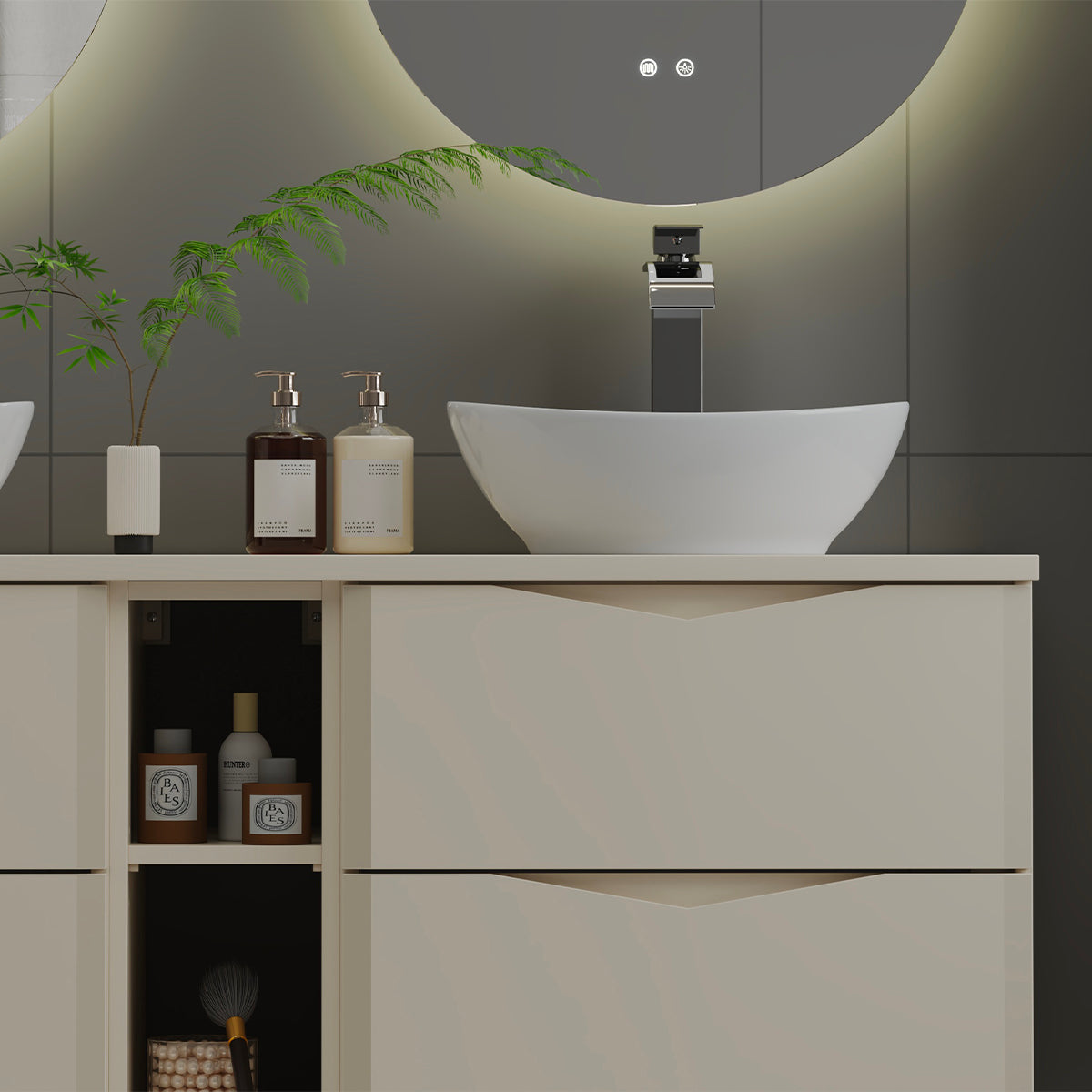 Meuble double vasque 140cm 2 niches Ellie Cachemire - vue 10