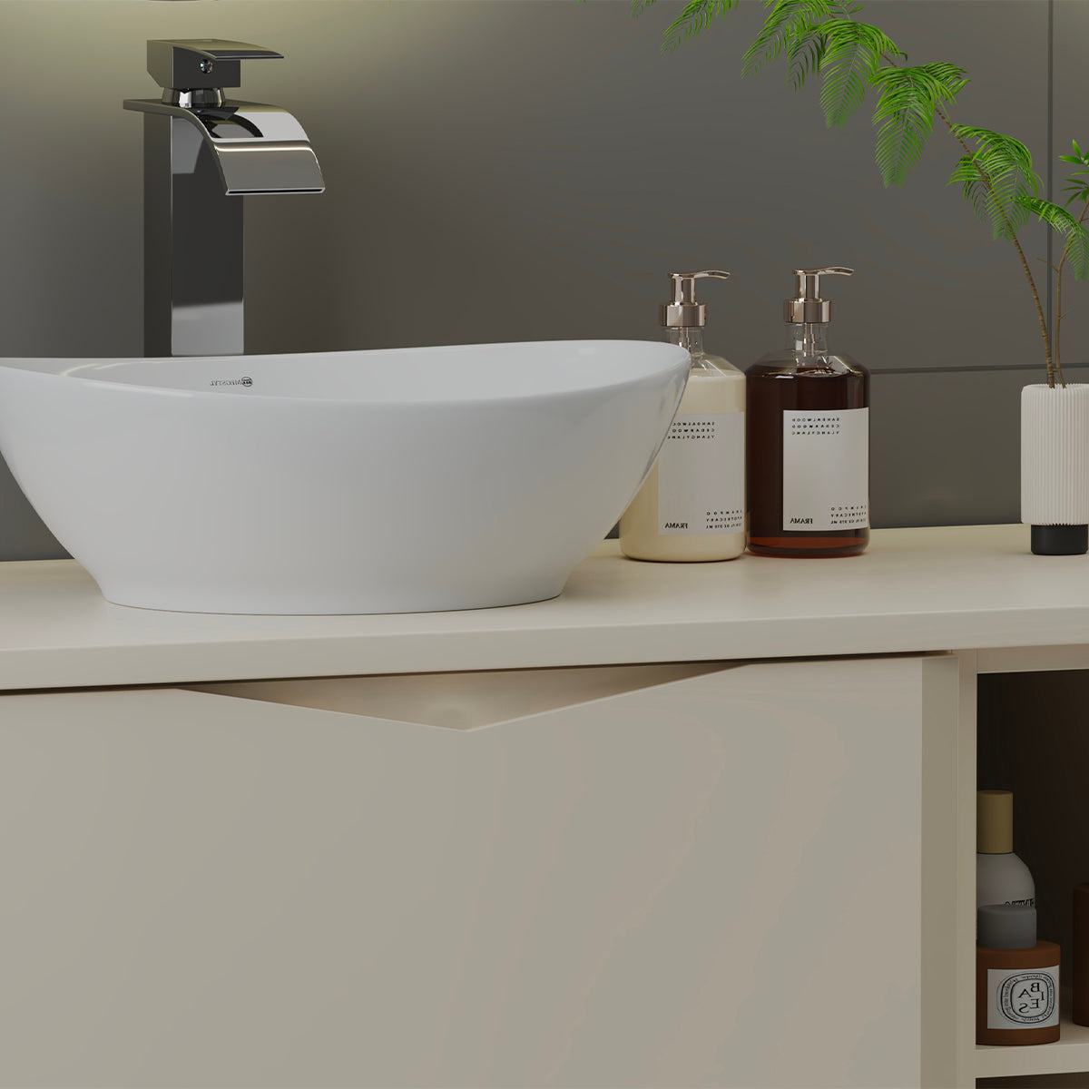 Meuble sous-vasque 140cm 2 niches plan de toilette Ellie Cachemire - vue 6