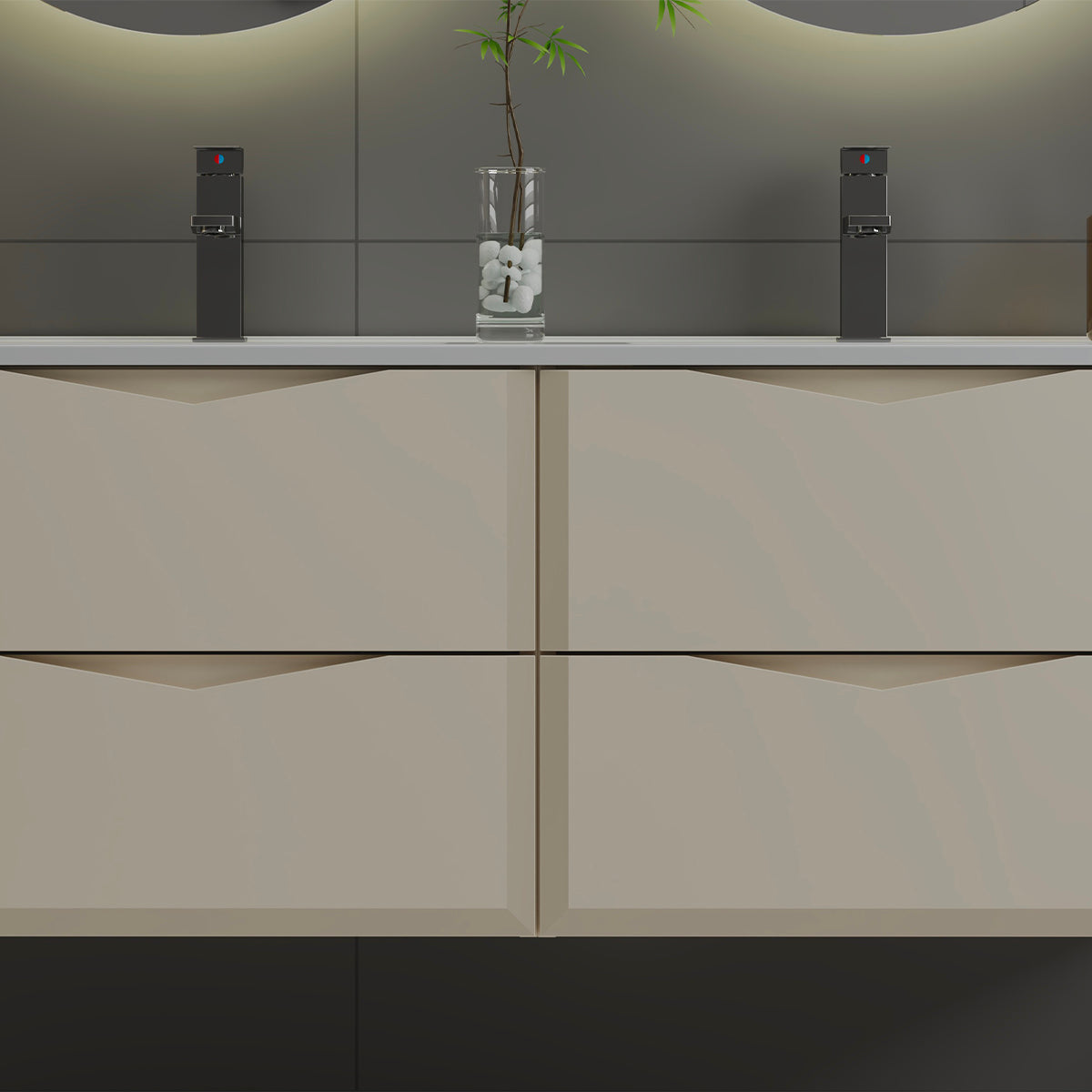 Meuble double vasque encastrée 120cm Ellie Cachemire - vue 6
