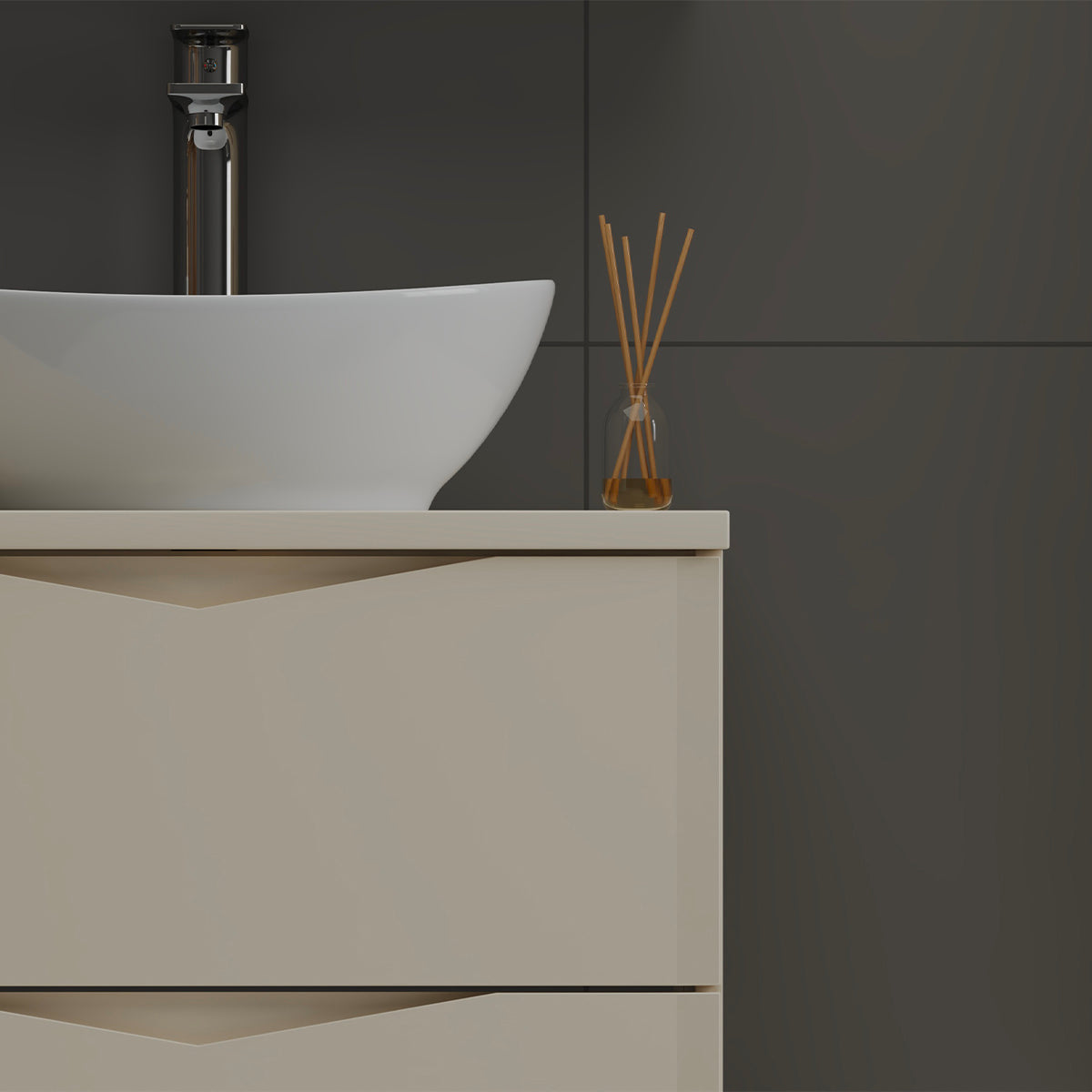 Meuble sous-vasque 60cm plan de toilette Ellie Cachemire - vue 6