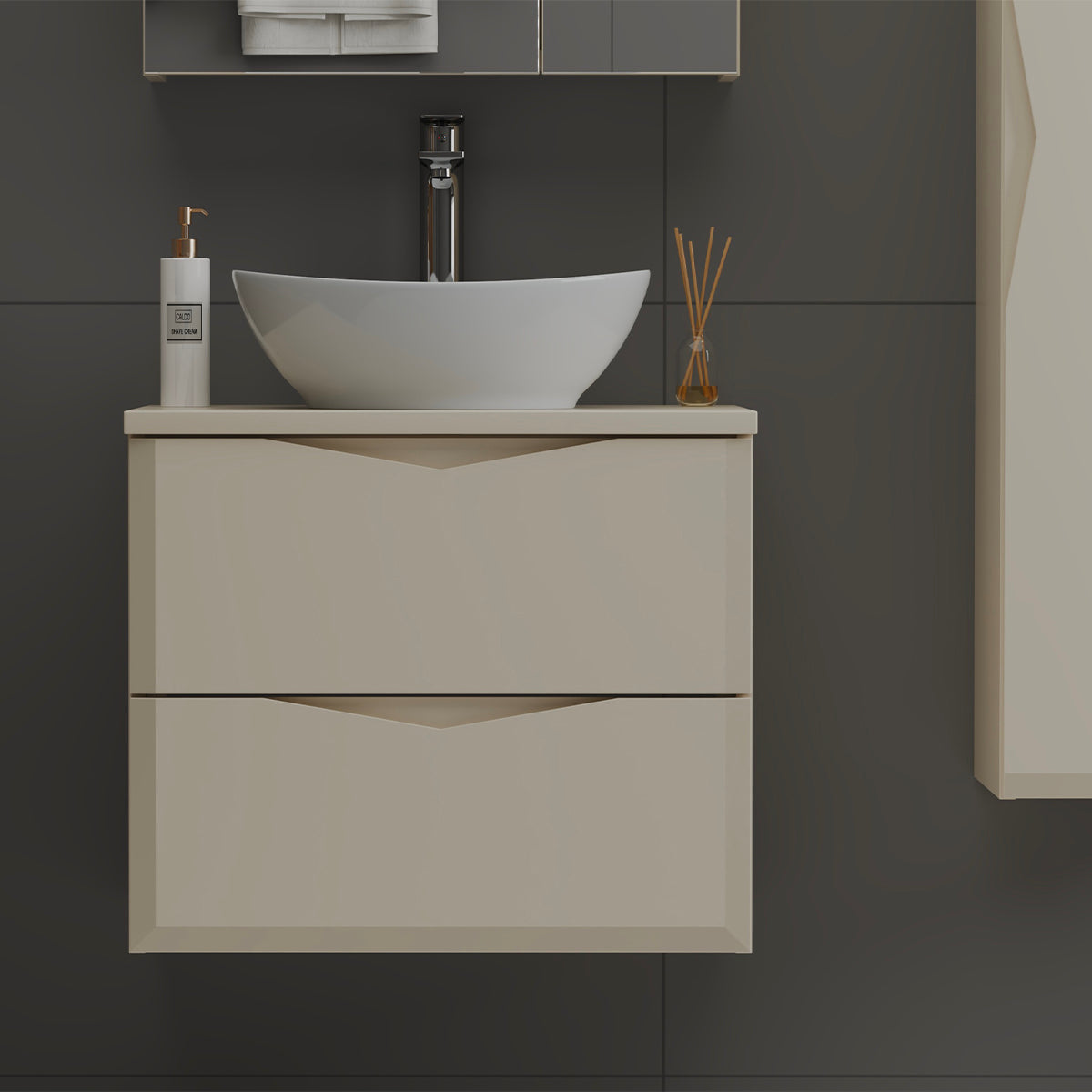 Meuble sous-vasque 60cm plan de toilette Ellie Cachemire - vue 5