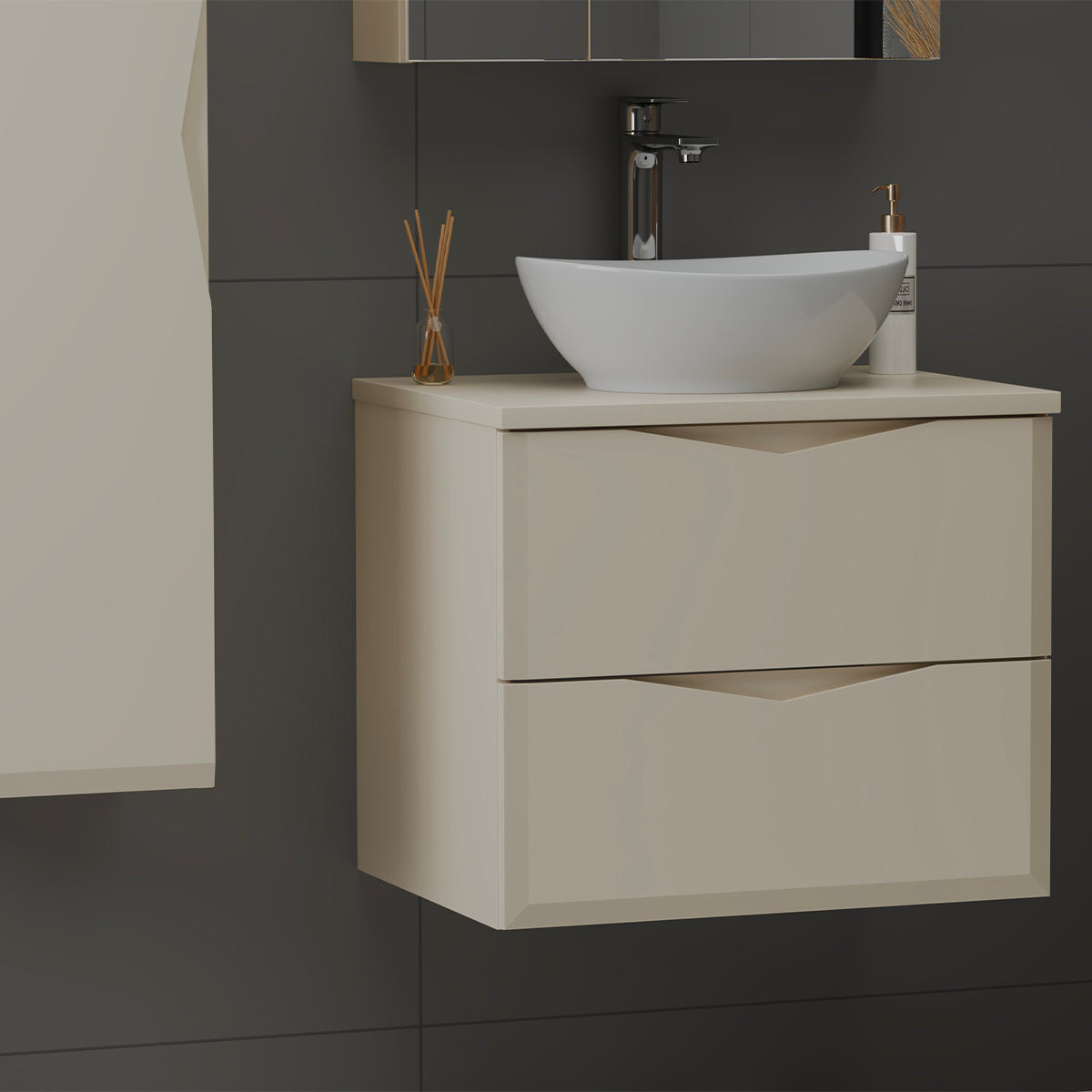 Meuble simple vasque 60cm Ellie Cachemire - vue 6