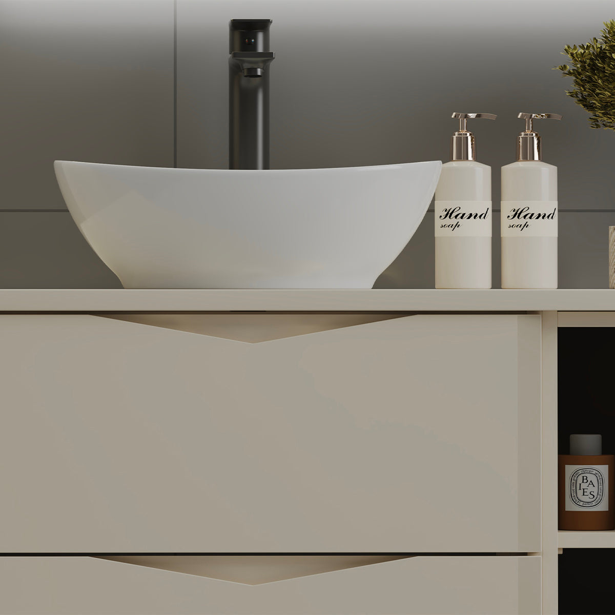 Meuble simple vasque 80cm 2 niches Ellie Cachemire - vue 8