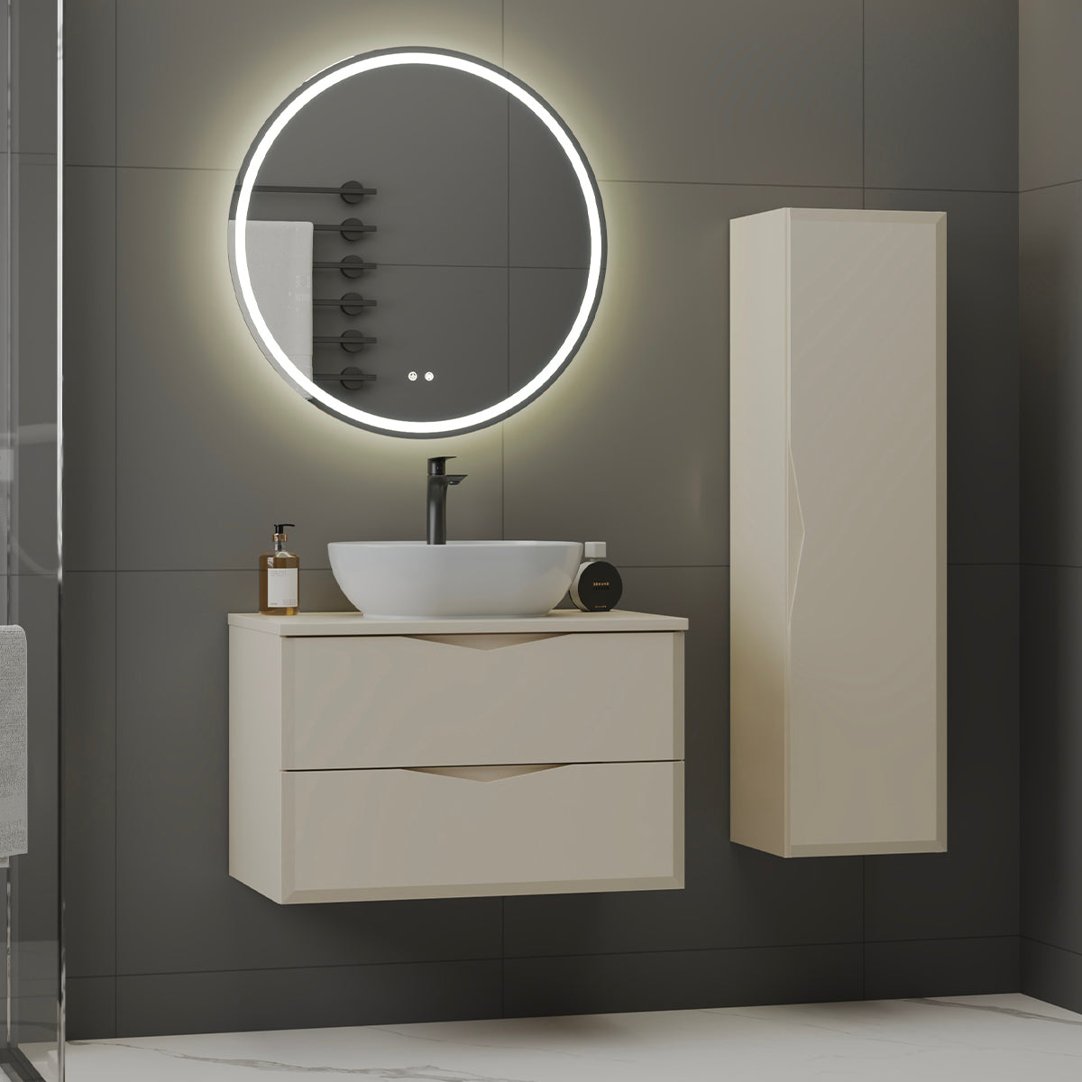 Meuble simple vasque 80cm Ellie Cachemire - vue 8