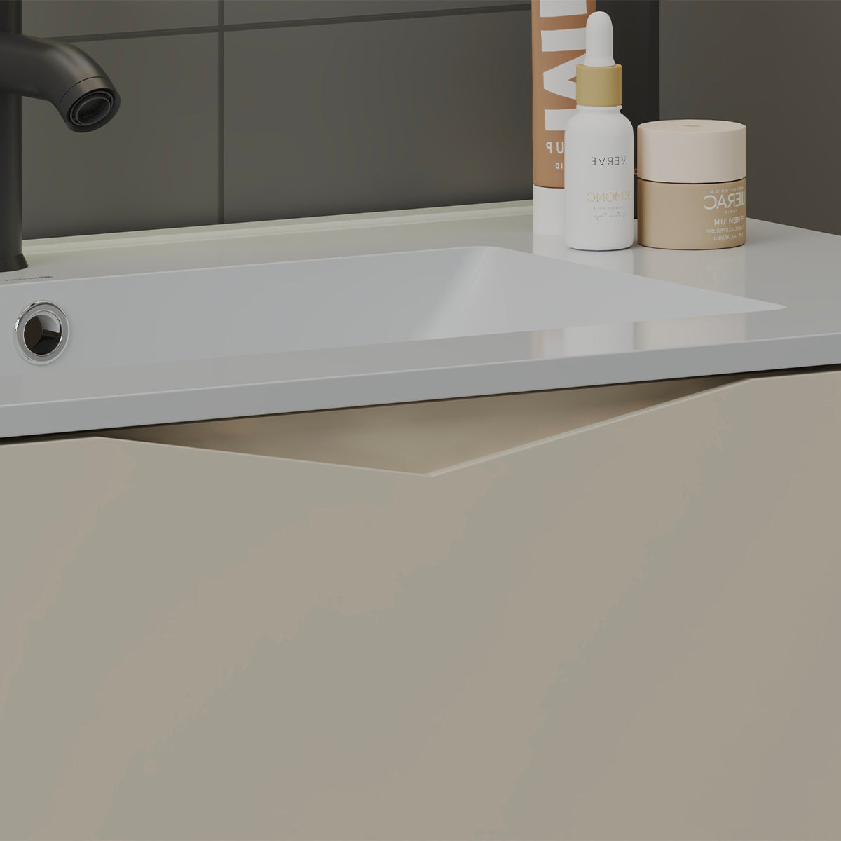 Meuble simple vasque encastrée 80cm Ellie Cachemire - vue 7